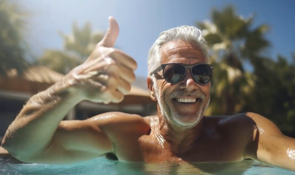 Senior-Homme-Profitant-de-la-Piscine-d’Eté